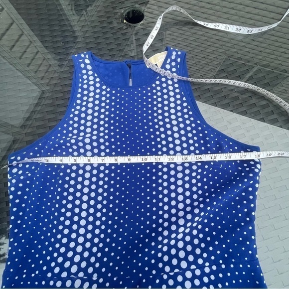 MICHAEL Kors Women's Blue Sleeveless Arailia Dot Asymmetrical Maxi Dress Size 8 - Picture 11 of 14